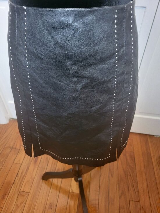 Altar'd State Black Faux Leather Mini Skirt L Festival Biker Punk Minimalist - Picture 5 of 7